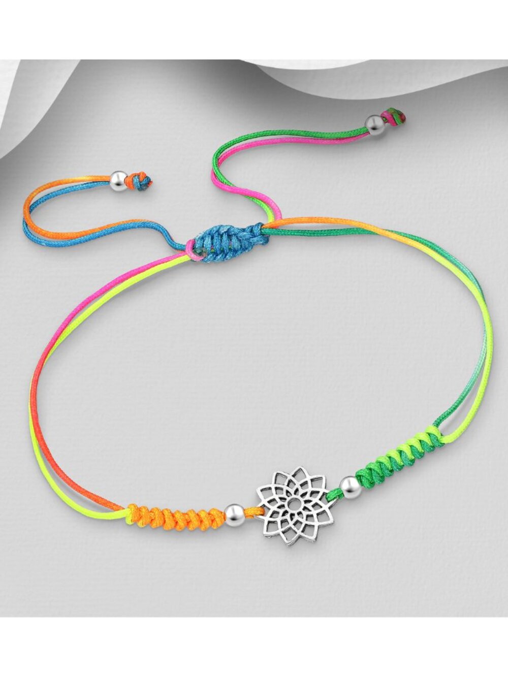 925 Sterling Silver Flower Adjustable Thread Bracelet